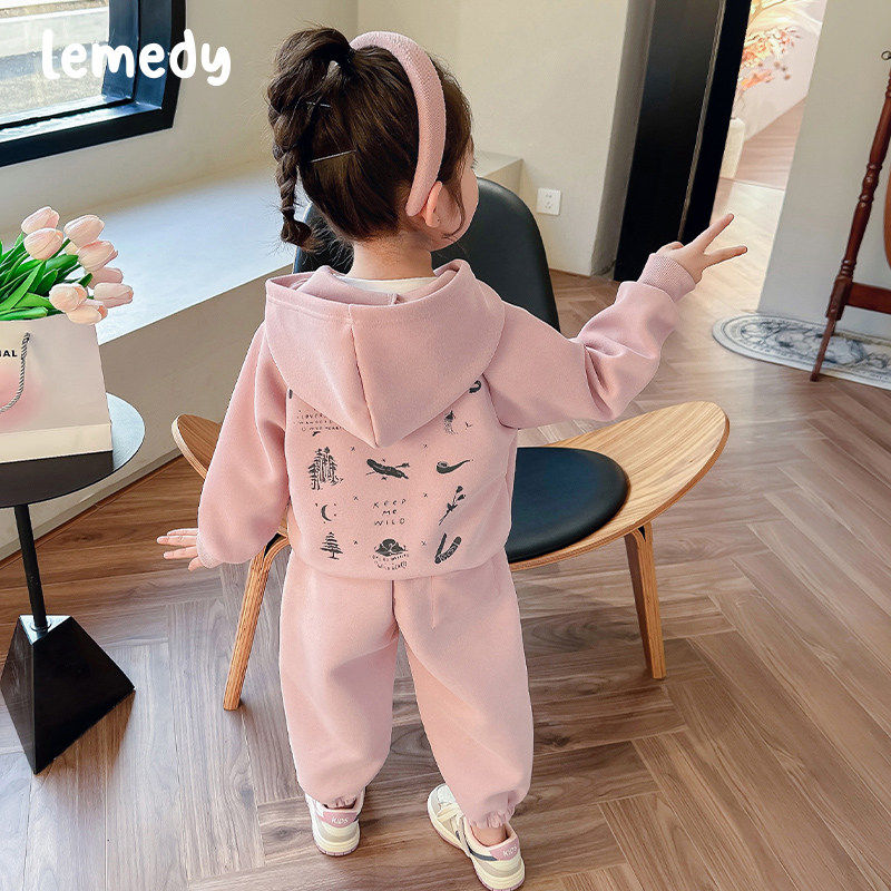 韩国Lemedy女童运动套装秋冬季2026新款儿童秋装女宝宝加绒两件套,童装/婴儿装/亲子装,套装,淘宝优惠券,粉丝福利购,淘宝优惠卷
