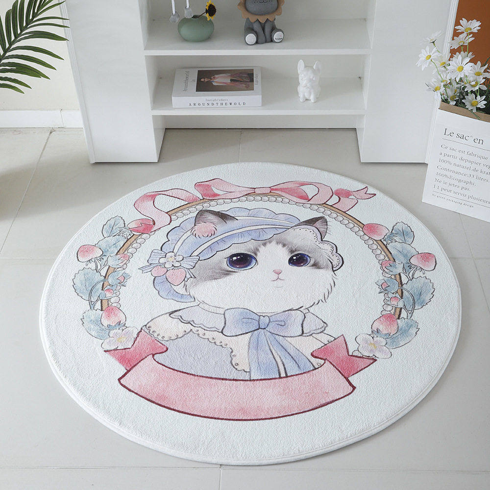 卡通猫咪客厅圆形地毯仿羊绒沙发地垫卧室床边毯家用阳台摇椅脚垫,居家布艺,地毯,淘宝优惠券,粉丝福利购,淘宝优惠卷