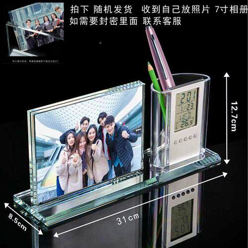 高档水晶笔定念制饰品创意办公桌面端高毕业季筒纪定制周年高端桌