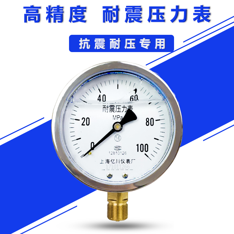耐振YN100耐震压力表0-0.6/1/1.6/2.5/MPA抗震防震动进油压力表