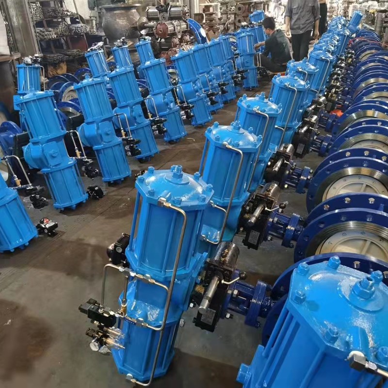 三偏心大口径气动蝶阀 硬密封 AW气缸 高温 双作用 单作用 带手动