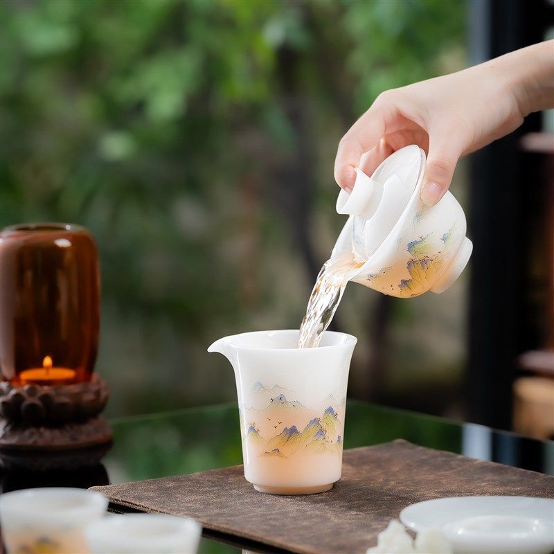 精选璞玉瓷可悬停盖碗单个大号家用三才敬茶碗冰种功夫茶具泡茶杯,餐饮具,盖碗,淘宝优惠券,粉丝福利购,淘宝优惠卷