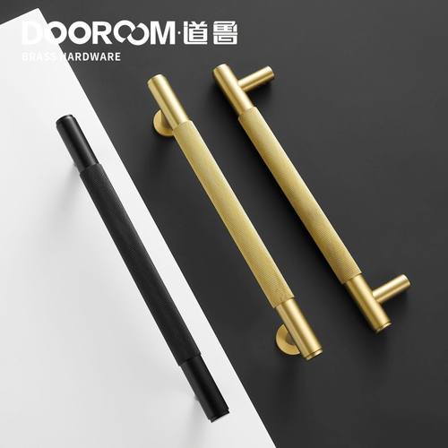 道鲁黄铜滚花对开双开大木门淋浴房大把手单装对装亚光金黑色纯铜
