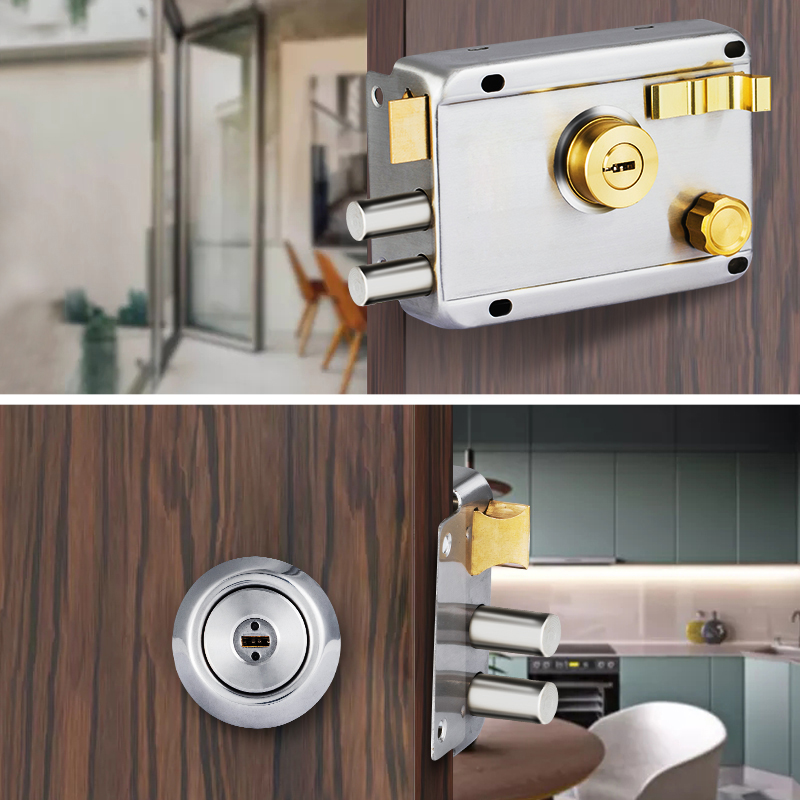 老式外装门锁锁具防盗门锁铁门锁房门锁室内大门锁不锈钢木门锁芯