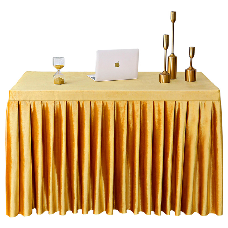 定制会议桌布绒布加厚长方形商务办公桌布金丝绒台裙长条桌罩桌套