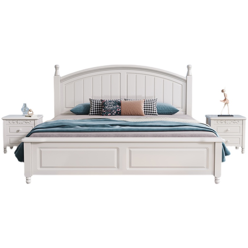 全实木床白色1.8米韩式田园单双人1.5主卧现代简约美式轻奢公主床