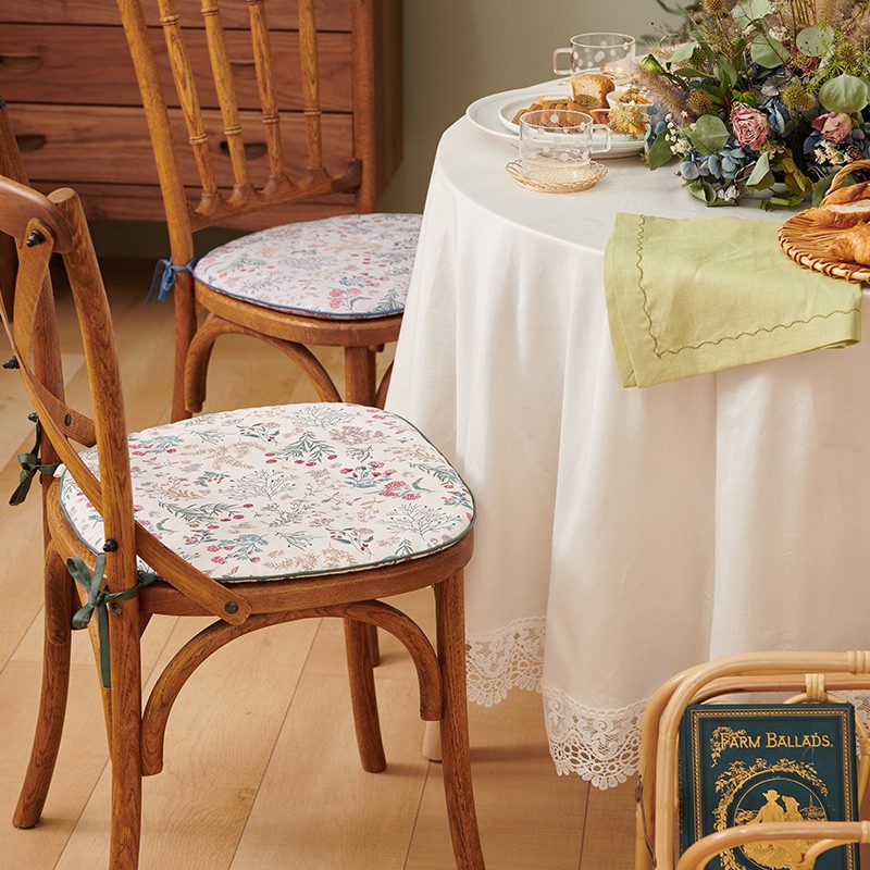 阳春小镇椅垫加厚餐椅垫布艺田园方形坐垫棉凳子茶桌椅子垫可定制
