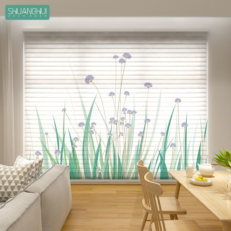 双晖香格里拉窗帘卧室客厅儿童房调光通风电动免打孔拉卷式百叶帘