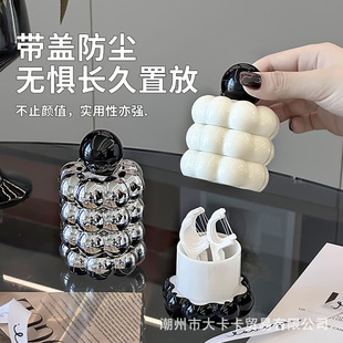 奶油风轻奢牙签盒家用加厚塑料创意高颜值棉签盒大容量牙签筒