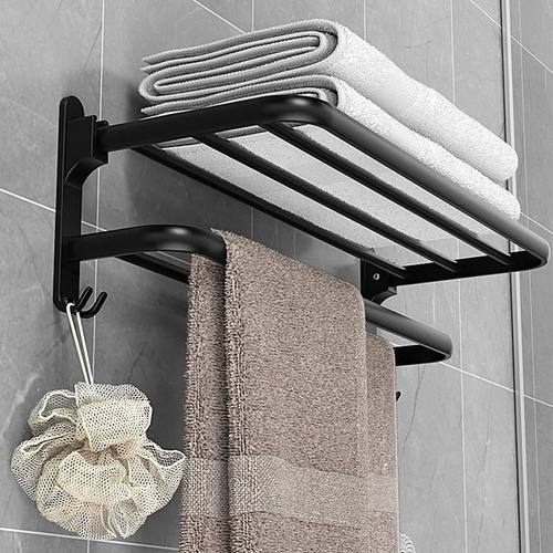 2025新款太空铝壁挂式免打孔浴室毛巾架洗手池置物架收纳神器