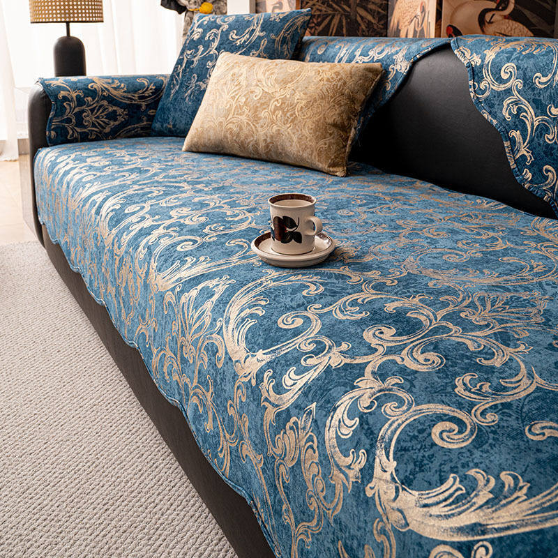 新款简欧轻奢沙发垫荷兰绒客厅烫金风格坐垫四季通用防滑沙发垫罩