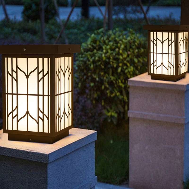 室外不锈钢太阳能灯防雨地插过道灯中式LED公园庭院户外景观柱头