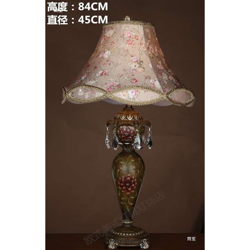 美式乡村田园客厅台灯欧式复古餐厅卧室书房手工彩绘装饰大台灯