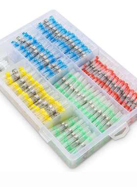 跨境 400PCS 盒装焊锡环热缩对接连接器套件防水绝缘接线端子