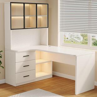 转角书桌洞洞板家用书桌书架一体现代简约轻奢学习桌拐弯电脑新款