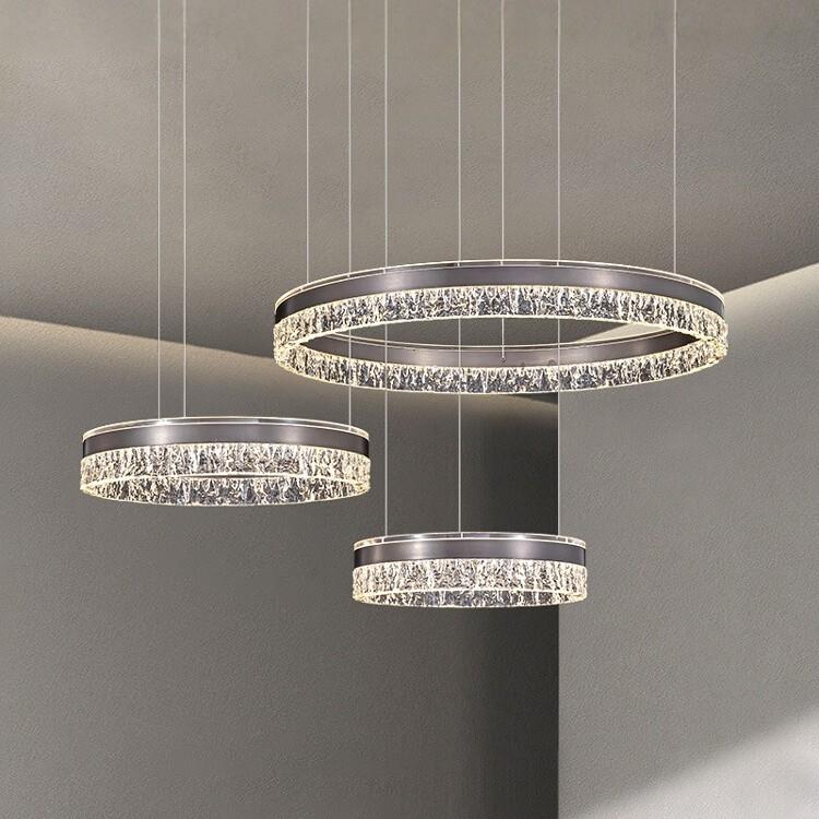 轻奢客厅吊灯现代简约餐厅灯设计师2025年新款圆形冰裂纹中山灯具