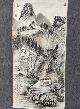 现代中式挂画国画办公室大厅客厅风水挂画 招财风水画装饰画