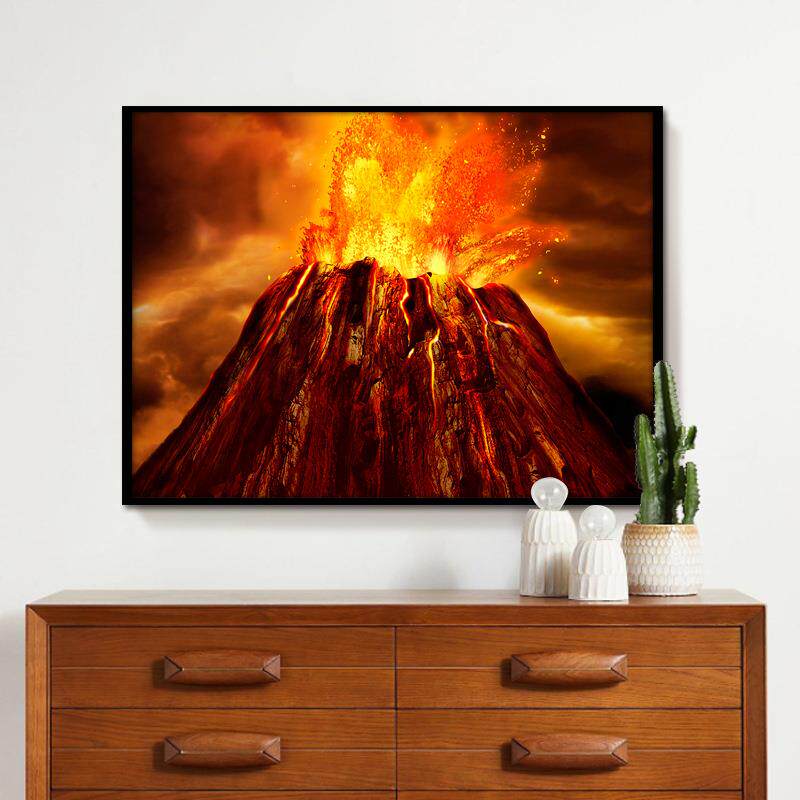 火焰装饰画柴火招财客厅玄关火山岩浆挂画旺宅风水厨房酒吧办公室