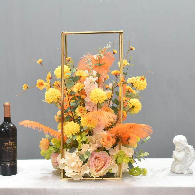 婚庆花艺高档电镀几何仿真绢花酒店ktv桌花商场摆台装饰假花道具