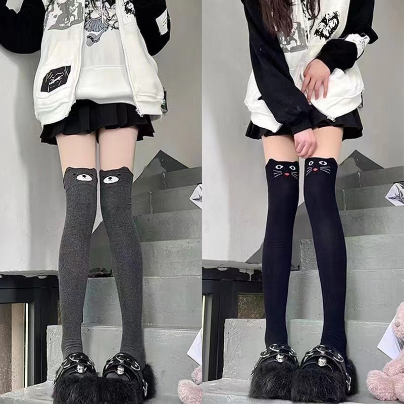 梦纪元*日系可爱小熊长筒袜子女软萌卡通猫咪过膝高筒袜百搭显瘦