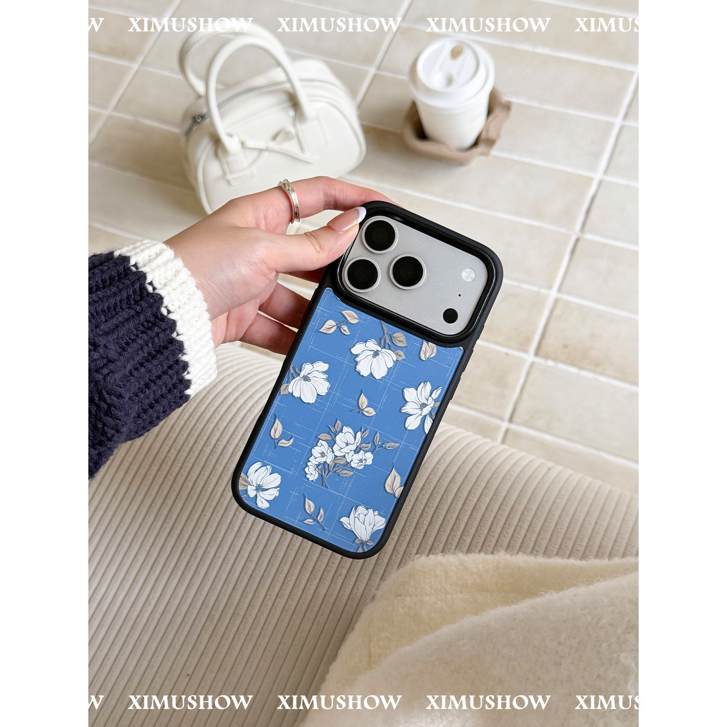 XIMUSHOW希木秀·白玉兰浮雕苹果磁吸手机壳iphone17promax原创时尚ins简约16promax手机壳15promax