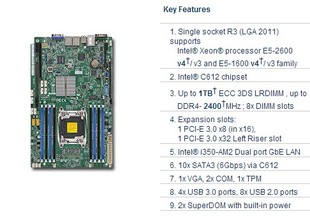 双千兆网卡 主板 DDR4 X10SRW LGA2011 超微 SUPERMICRO