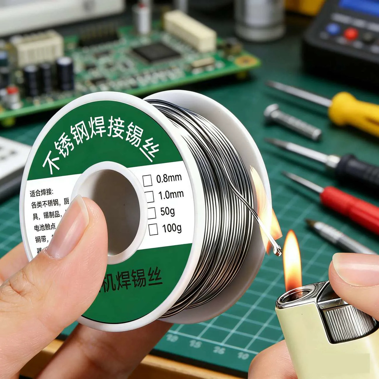 新型不锈钢焊锡丝打火机可用高纯度锡线电焊锡万丝能焊接神器焊丝