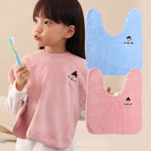 儿童洗漱巾洗脸围嘴刷牙防水围兜多功能毛巾宝宝不湿衣小孩漱口巾