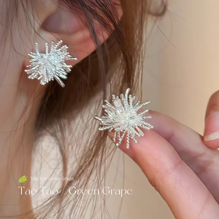 轻奢高级感烟花银针耳环烟花耳钉女轻奢小众设计高级气质大气耳饰