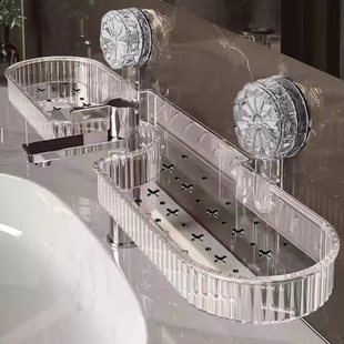 吸盘洗漱台置物架免打孔水龙头置物架厕所洗手池镜前收纳架子壁挂