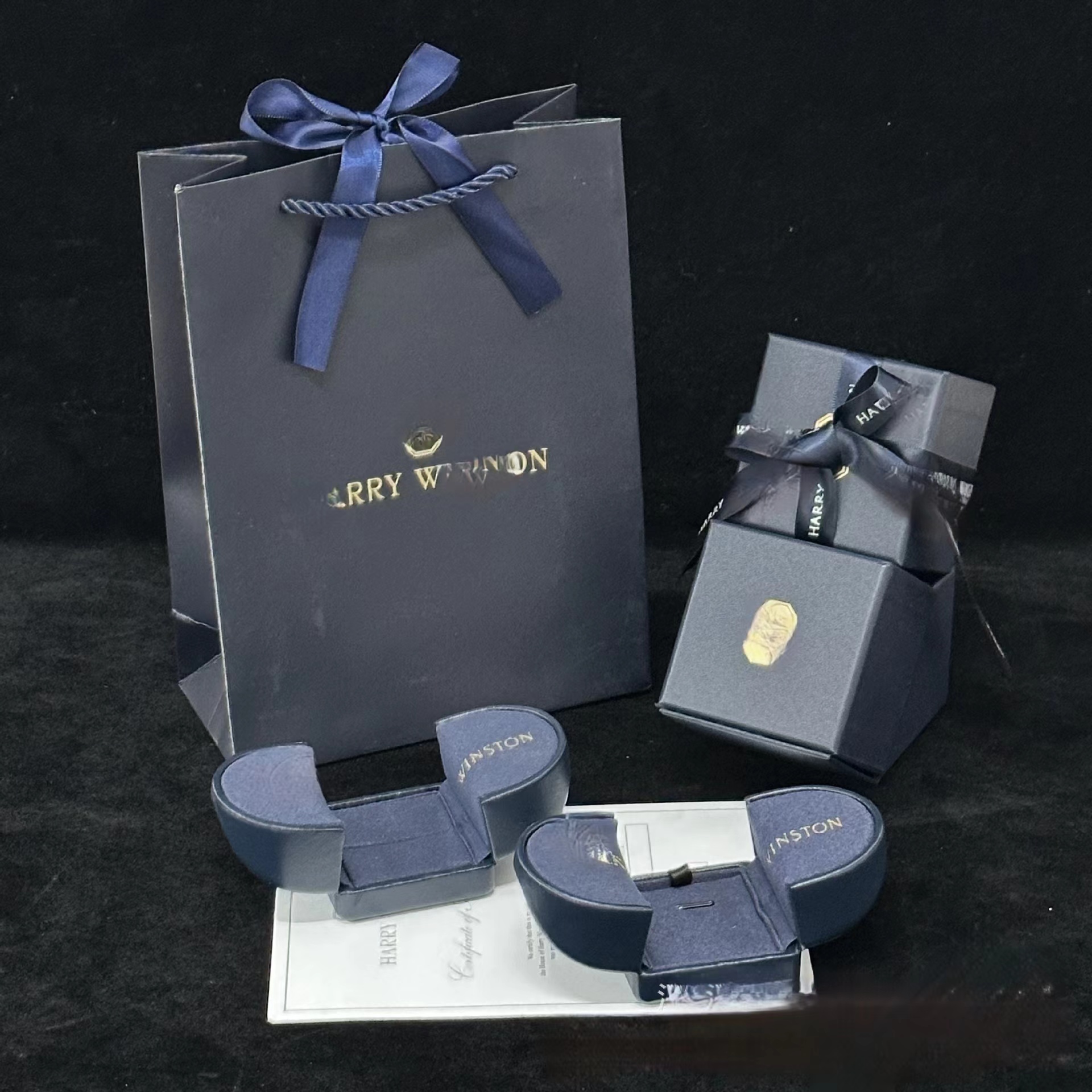 新款HW家对开戒指盒对戒项链盒高档珠宝首饰包装盒