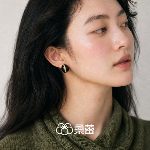 桑蕾咖啡豆耳钉女时尚小众设计个性百搭气质925银针2026年新品
