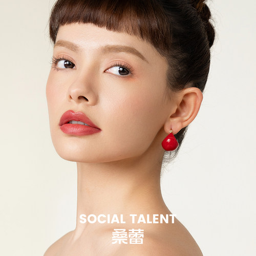 桑蕾BOBO球扇面冷珐琅耳钉