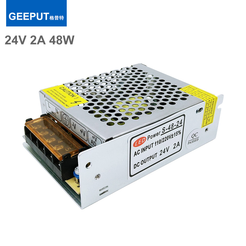 促销LED开关电源变压器24V 2xA 48W灯条灯带监控灯箱DC直流24V2A