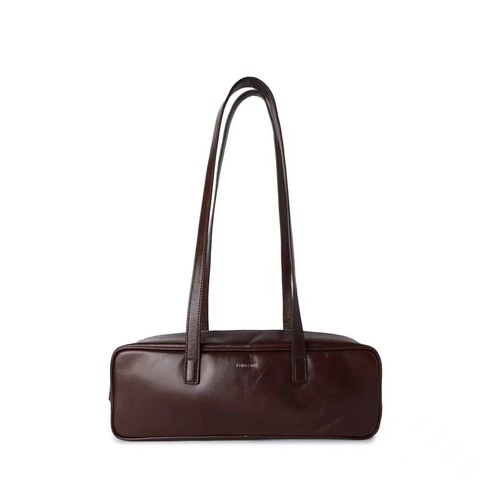 FIBRENO 牛皮法棍包深棕色BAGUETTE BAG DACHSHUND • DARK BROWN
