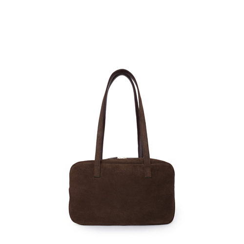 FIBRENO 大号M码麂皮包 深棕色 DIECI BAGUETTE BAG 29X17.5X10.5