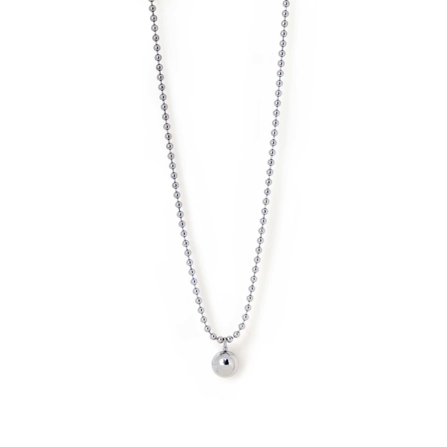 FIBRENO 珠珠吊坠项链 银色 SIGN BALL NECKLACE • SILVER