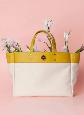 FIBRENO 中号经典款托特帆布包 黄绿色 TUTTI BAG MEDIUM