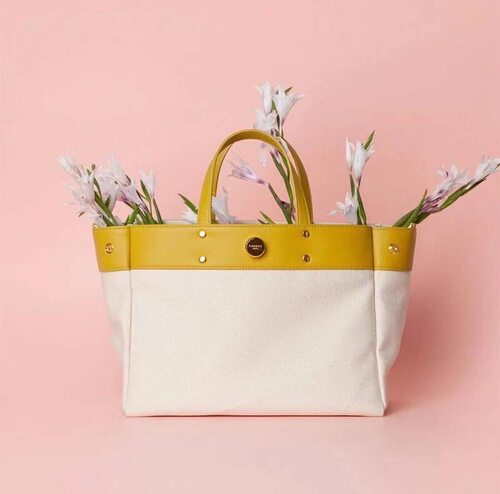 FIBRENO 中号经典款托特帆布包 黄绿色 TUTTI BAG MEDIUM