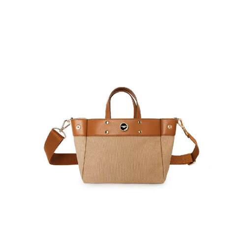 FIBRENO 小号托特限量版帆布拼接包 咖啡色 TUTTI BAG S 14