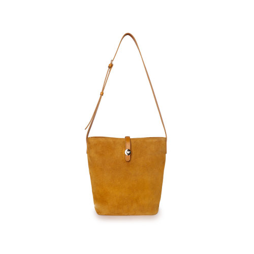 FIBRENO小号麂皮水桶包焦糖色DIECI FLUA BUCKET BAG S • PUMKIN