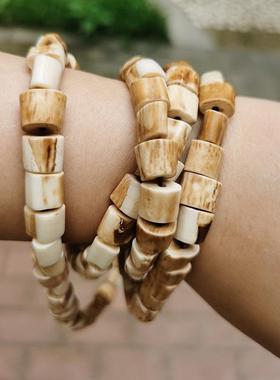 老鹿牙手串包浆温润个性民族风收藏品文玩工艺品空心素珠现货