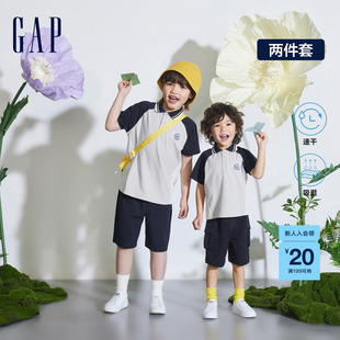 新款 T恤短裤 吸湿速干短袖 Gap男幼童2024夏季 儿童装 两件套890265