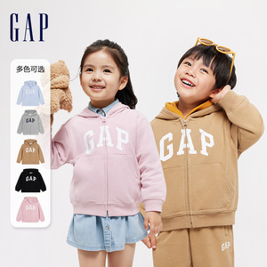 Gap男女幼童大童2024LOGO经典连帽卫衣大小童同款儿童装针织外套