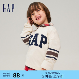 Gap男幼童LOGO运动纯棉亲肤长袖 洋气T恤儿童装 舒适休闲上衣784980