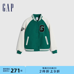 洋气棒球服789208 Gap女童春秋LOGO宽松插肩袖 飞行员夹克儿童装