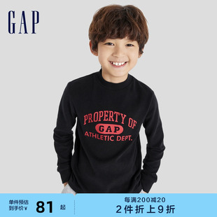 Gap男童早春LOGO半高领磨毛莱卡长袖 T恤儿童装 洋气时髦上衣786582