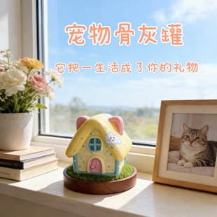 宠物狗狗猫咪骨灰盒骨灰罐毛发纪念创意定制可爱彩绘离世告别火化