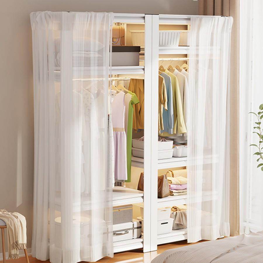 货架衣柜防尘帘开放式衣帽间卧室简易角钢衣架家用落地多层置物架