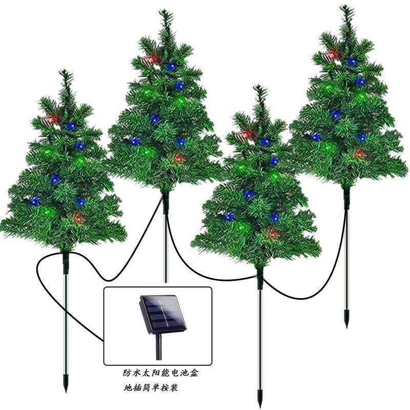 热销太阳能圣诞树LED庭院草坪装饰多彩灯户外防水景观装饰灯彩光